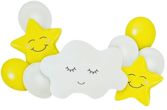 41z7yRNyusL Jagmag®9 pcs Cloud With Smiling Star Bouquet/Set Rainbow Cloud Shape Foil Balloons for Birthday Decorations & Theme Party - Image 1