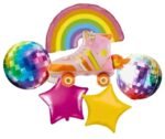 MPS MY PARTY SUPPLIERSĀ® 6pcs roller skates shoe foil Balloon, Princess themed party supplies, rainbow Balloons for decoration, round balloons, Princess theme backdrop, star balloons - Image 3