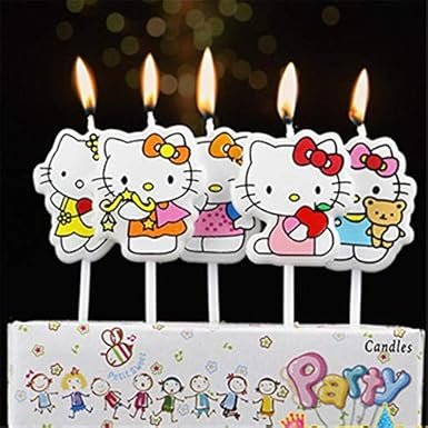 MPS MY PARTY SUPPLIERSĀ® Set of 5 Hello kitty Birthday cake candles for kids cartoon themed party, Cake topper for cake decoration (hello kitty)