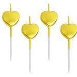 MPS MY PARTY SUPPLIERS® Set of 4 Birthday Candles for Cake Cartoon Candles Set for Gifting & Home use (Golden Heart)