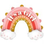MPS My Party Suppliers 1pc baby girl foil balloons for decoration, rainbow shaped balloon, baby shower theme, pink foil balloons, baby girl balloon for decoration
