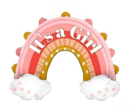 MPS My Party Suppliers 1pc baby girl foil balloons for decoration, rainbow shaped balloon, baby shower theme, pink foil balloons, baby girl balloon for decoration