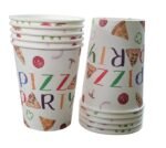 MPS MY PARTY SUPPLIERSĀ® Combo Set of 10 Paper Plates and 10 Paper Glasses, Tableware Disposable Pizza Party Plates for Parties, Food Themed Birthday Decoration - Image 3