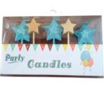 MPS MY PARTY SUPPLIERSĀ® Set of 5 Blue and Golden Star shaped birthday cake candles for kids, Cake topper for cake decoration (blue-golden)