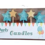 MPS MY PARTY SUPPLIERS® Set of 5 Blue and Golden Star shaped birthday cake candles for kids, Cake topper for cake decoration (blue-golden)