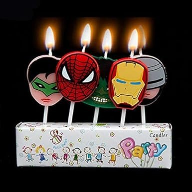 MPS MY PARTY SUPPLIERSĀ® Set of 5 Superhero Party Candles, Birthday Cake Candles for Kids, Superhero Theme Cake Topper for Cake Decoration (Superhero)