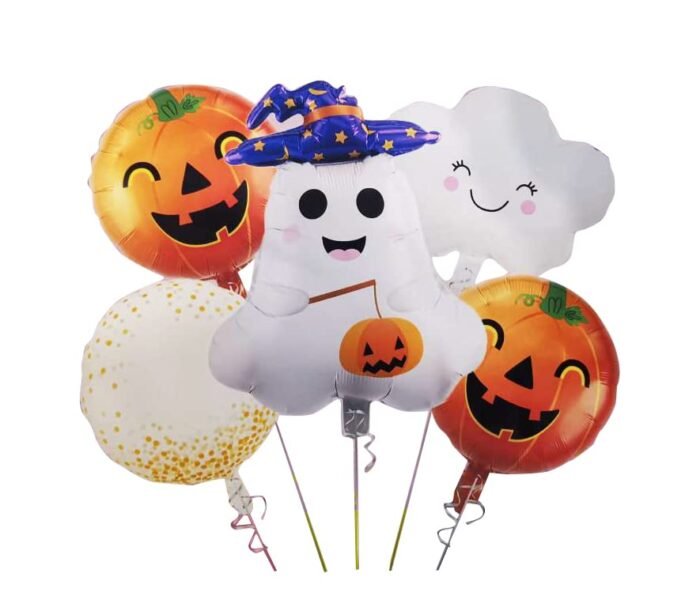 Jagmag® Happy Halloween Foil Balloon Bouquet, Halloween Decoration, Halloween Balloons, Ghost Balloon, Pumpkin Halloween Balloon, Cloud Balloon Happy Halloween Night Round Balloons - Image 2