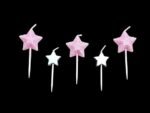 MPS MY PARTY SUPPLIERS® Set of 5 Pink and Silver Star candles for cup cake decoraiton, Cake topper for cake decoration (pink-silver)