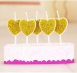 MPS MY PARTY SUPPLIERS® Set of 3 Birthday Cake Candles for Kids, Cake Topper Candles for Kids Birthday Celebration (Golden Heart)
