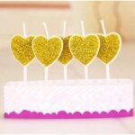 MPS MY PARTY SUPPLIERS® Set of 3 Birthday Cake Candles for Kids, Cake Topper Candles for Kids Birthday Celebration (Golden Heart)