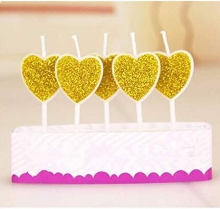 MPS MY PARTY SUPPLIERSĀ® Set of 3 Birthday Cake Candles for Kids, Cake Topper Candles for Kids Birthday Celebration (Golden Heart)
