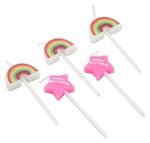 MPS MY PARTY SUPPLIERS® Set of 5 Rainbow and Pink Stars Birthday cake candles for kids, Cake topper for cake decoration, Rainbow Theme Birthday Decoration (rainbow) - Image 4