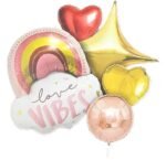 MPS My Party Suppliers Set of 5 Rainbow and White Cloud Love Vibes Foil Balloons Bouquet for Birthday and Anniversary Decoration, Love Theme Party, Heart Balloons, Props for Pre Wedding Photoshoot. - Image 5
