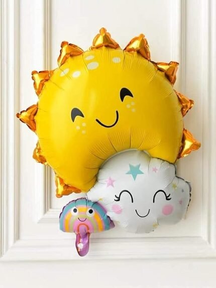 Jagmag® Set of 2 Sun Rainbow Cloud Shape Foil Balloon/Sunshine Sun Shape Balloon/Sun with cloud and Rainbow Balloon