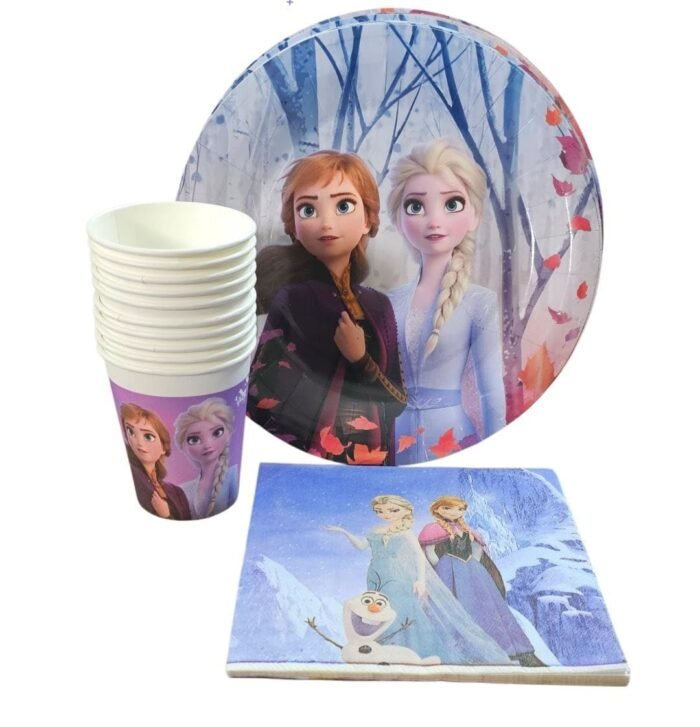 MPS MY PARTY SUPPLIERS® Combo Set of Frozen Paper Plates, Napkins and Glasses, Disposable Cartoon Plates for Parties, Tableware Disposable Paper Plates Glasses Napkins, Serves 10 - Image 5