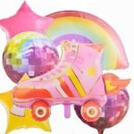 MPS MY PARTY SUPPLIERS® 6pcs roller skates shoe foil Balloon, Princess themed party supplies, rainbow Balloons for decoration, round balloons, Princess theme backdrop, star balloons