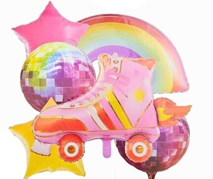 MPS MY PARTY SUPPLIERSĀ® 6pcs roller skates shoe foil Balloon, Princess themed party supplies, rainbow Balloons for decoration, round balloons, Princess theme backdrop, star balloons