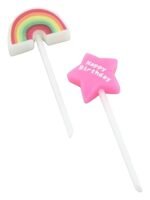 MPS MY PARTY SUPPLIERS® Set of 5 Rainbow and Pink Stars Birthday cake candles for kids, Cake topper for cake decoration, Rainbow Theme Birthday Decoration (rainbow) - Image 2