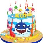 MPS MY PARTY SUPPLIERS® Set of 5 Birthday cake candles for kids, Fish Theme Birthday Candle Shark Theme Party, Cake topper for cake decoration (baby shark)