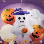 Jagmag® Happy Halloween Foil Balloon Bouquet, Halloween Decoration, Halloween Balloons, Ghost Balloon, Pumpkin Halloween Balloon, Cloud Balloon Happy Halloween Night Round Balloons