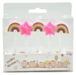 MPS MY PARTY SUPPLIERS® Set of 5 Rainbow and Pink Stars Birthday cake candles for kids, Cake topper for cake decoration, Rainbow Theme Birthday Decoration (rainbow) - Image 3