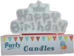 MPS MY PARTY SUPPLIERSĀ® Happy Birthday Candles for Cake Glitter Birthday Candles for Gifting (Silver Glitter)
