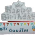 MPS MY PARTY SUPPLIERS® Happy Birthday Candles for Cake Glitter Birthday Candles for Gifting (Silver Glitter)