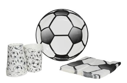 Football Party Supplies Decorations, Kids Birthday Paper Plates and Napkin Set Disposable Party Dessert Dinnerwares, Soccer Theme, Plate, Glass & Napkins, Soccer Party Supplies Decorations