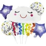 Jagmag® Cloud balloon bouquet / Smiley Rainbow Cloud Balloon Birthday Balloon Set / HAppy birthday supershape Cloud Balloon boquet
