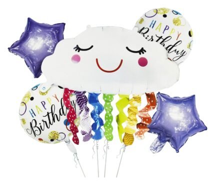 Jagmag® Cloud balloon bouquet / Smiley Rainbow Cloud Balloon Birthday Balloon Set / HAppy birthday supershape Cloud Balloon boquet