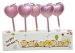 MPS MY PARTY SUPPLIERS® Set of 5 Pink Heart Shaped Cake Candles, Cake Topper for Cake Decoration, Cupcake Toppers (Heart) - Image 4