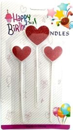 MPS MY PARTY SUPPLIERSĀ® Set of 3 Birthday Cake Candles for Kids, Cake Topper Candles for Kids Birthday Celebration (red Heart) - Image 2