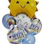 Jagmag® Sun Cloud balloon bouquet / Smiley Rainbow Cloud Balloon Birthday Balloon Set / Happy birthday Supershape Sun Balloon boquet - Blue