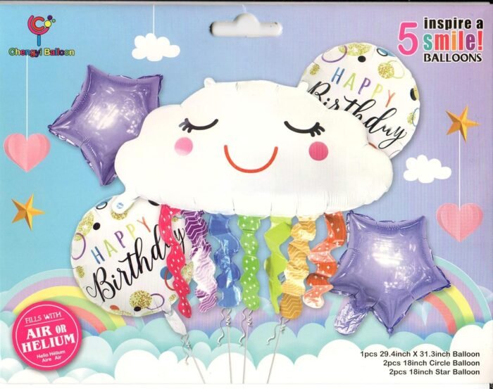 Jagmag® Cloud balloon bouquet / Smiley Rainbow Cloud Balloon Birthday Balloon Set / HAppy birthday supershape Cloud Balloon boquet - Image 3