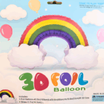 MPS MY PARTY SUPPLIERS® 1pc self standing 3D Rainbow and Clouds Foil Balloon, cloud balloon, rainbow balloon, white Balloons, sky theme, large rainbow foil balloon for kids party decoration