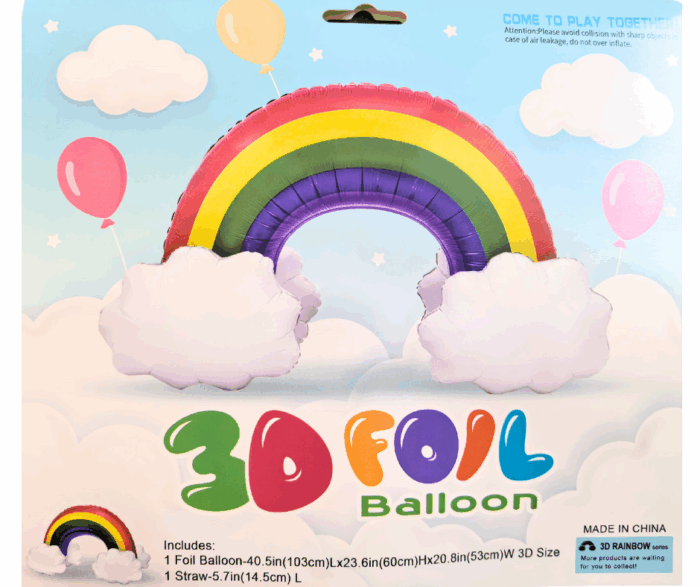 MPS MY PARTY SUPPLIERS® 1pc self standing 3D Rainbow and Clouds Foil Balloon, cloud balloon, rainbow balloon, white Balloons, sky theme, large rainbow foil balloon for kids party decoration - Image 1