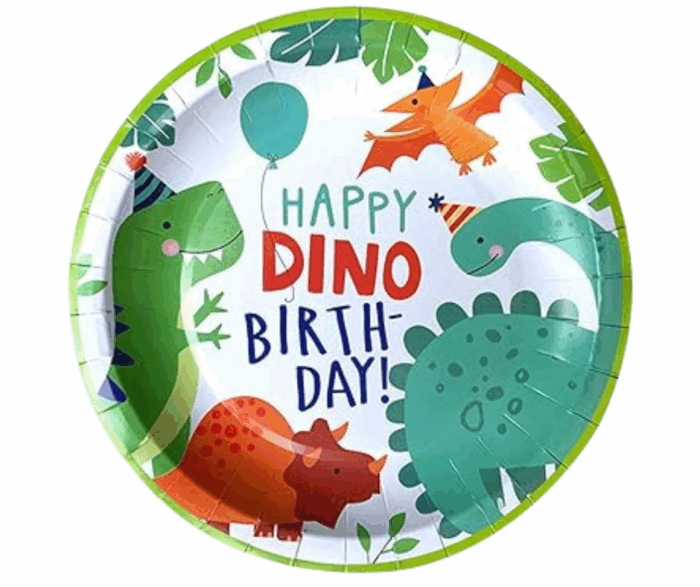 MPS MY PARTY SUPPLIERS® 1 Set of Dinosaur Party Paper Plates, Disposable Cartoon Plates for Parties, Tableware Disposable Paper Plates, Dinosaur Animal Themed Birthday Party (red Dino Birthday) - Image 2