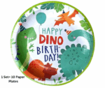 MPS MY PARTY SUPPLIERSĀ® 1 Set of Dinosaur Party Paper Plates, Disposable Cartoon Plates for Parties, Tableware Disposable Paper Plates, Dinosaur Animal Themed Birthday Party (red Dino Birthday) - Image 3