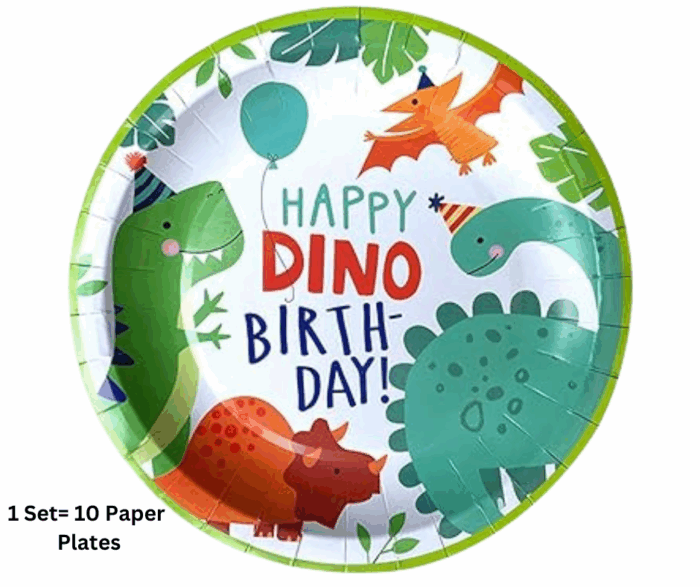 MPS MY PARTY SUPPLIERS® 1 Set of Dinosaur Party Paper Plates, Disposable Cartoon Plates for Parties, Tableware Disposable Paper Plates, Dinosaur Animal Themed Birthday Party (red Dino Birthday) - Image 3