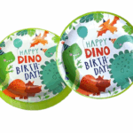 MPS MY PARTY SUPPLIERS® 1 Set of Dinosaur Party Paper Plates, Disposable Cartoon Plates for Parties, Tableware Disposable Paper Plates, Dinosaur Animal Themed Birthday Party (red Dino Birthday)