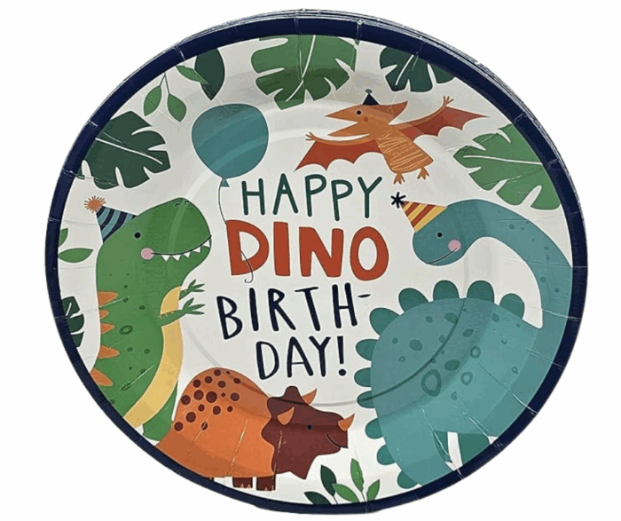 MPS MY PARTY SUPPLIERS® 1 Set of Dinosaur Party Paper Plates, Disposable Cartoon Plates for Parties, Tableware Disposable Paper Plates, Dinosaur Animal Themed Birthday Party (red Dino Birthday) - Image 5