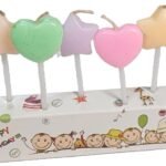 MPS MY PARTY SUPPLIERS® Set of 5 Birthday cake candles for kids, Cake topper for cake decoration (heart-stars)