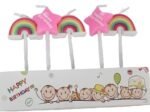 MPS MY PARTY SUPPLIERS® Set of 5 Rainbow and Pink Stars Birthday cake candles for kids, Cake topper for cake decoration, Rainbow Theme Birthday Decoration (rainbow)