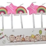 MPS MY PARTY SUPPLIERS® Set of 5 Rainbow and Pink Stars Birthday cake candles for kids, Cake topper for cake decoration, Rainbow Theme Birthday Decoration (rainbow)