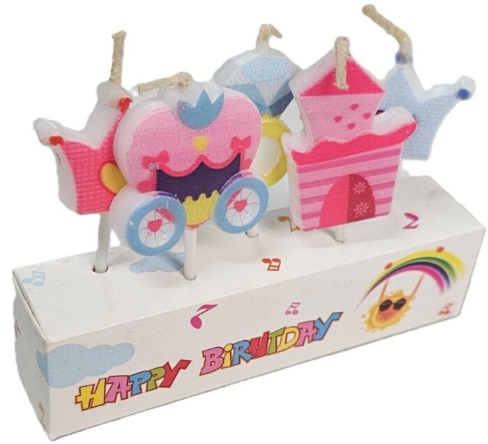 MPS MY PARTY SUPPLIERS® Set of 5 Princess Theme Birthday Cake Candles for Kids, Princess Carriage, Crown, Castle, Ring Shaped Candles, Cake Topper for Cake Decoration (Princess) - Image 5