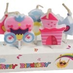 MPS MY PARTY SUPPLIERS® Set of 5 Princess Theme Birthday Cake Candles for Kids, Princess Carriage, Crown, Castle, Ring Shaped Candles, Cake Topper for Cake Decoration (Princess)