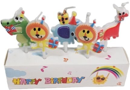 MPS MY PARTY SUPPLIERSĀ® Set of 5 Jungle Animal Theme Cake Topper Candle for Jungle Birthday Decoration, Birthday Cake Candles for Kids, Cake Topper for Cake Decoration (Jungle Theme)