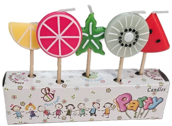 MPS MY PARTY SUPPLIERS® Set of 5 Fruits Shape Birthday Candles, Fruit Theme Cake Candle, Birthday Candles for Kids, Cake Topper for Decoration (Fruit) - Image 1