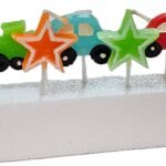 MPS MY PARTY SUPPLIERS® Set of 5 Transport Theme Cake Candle, Car and Stars birthday cake candles for kids, Cake topper for cake decoration (stars - cars)