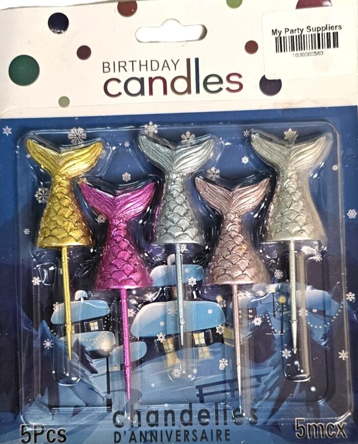 MPS MY PARTY SUPPLIERS® Set of 5 Mermaid Tail Birthday Cake Candles for Under sea Decoration, Mermaid Theme Birthday Items, Cake Topper for Cake Decoration (Mermaid Tail) - Image 2